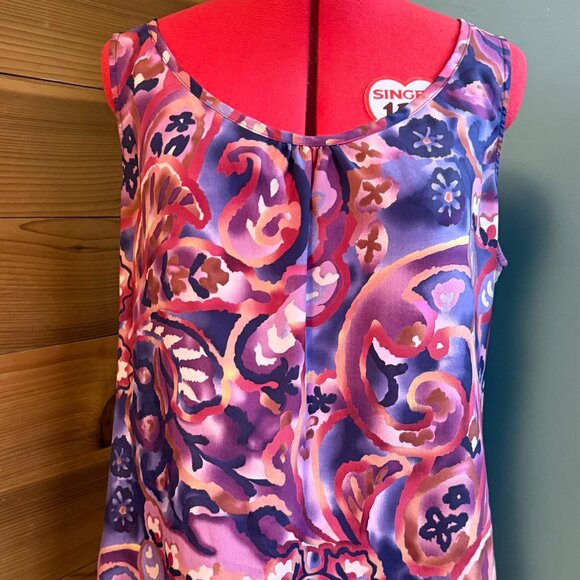 Coldwater Creek Sleeveless Purple Abstract Floral Top - XL - Picture 1 of 7